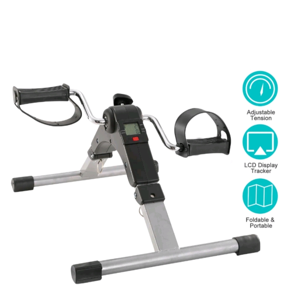 Under Desk Stationary Exercise Bike Foldable Mini Arm Leg Foot Pedal Exerciser